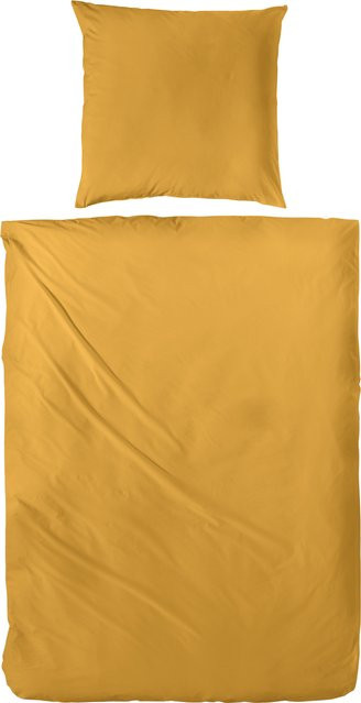 H.G. Hahn Bettwäsche aus Mako-Satin in Gelb, B/H: 135 x 200 cm und 80 x 80 cm - Bild 1