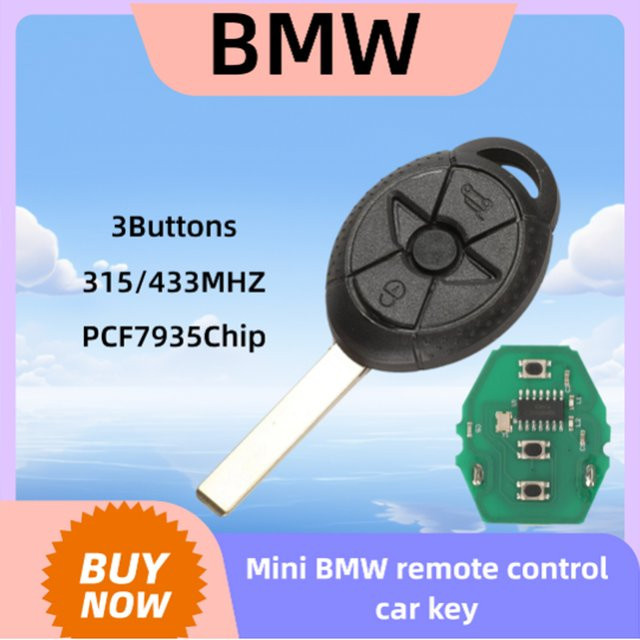 Jingyuqin EWS Smart Remote Autoschlüssel mit 3 Tasten und ID44 Chip für BMW Mini Cooper S R50 R53, Farbe: Schwarz, 315Mhz/433Mhz - Bild 1