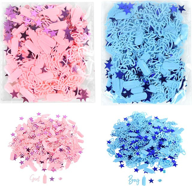 Rosa und blaue Sternen-Konfetti Pailletten für Babyparty und Geburtstag, 15 g - Bild 1
