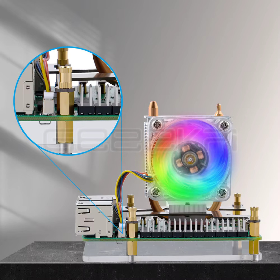 GeeekPi Raspberry Pi 5 ICE-Tower CPU-Kühler mit RGB LED-Lüfter in Multicolour - Bild 2