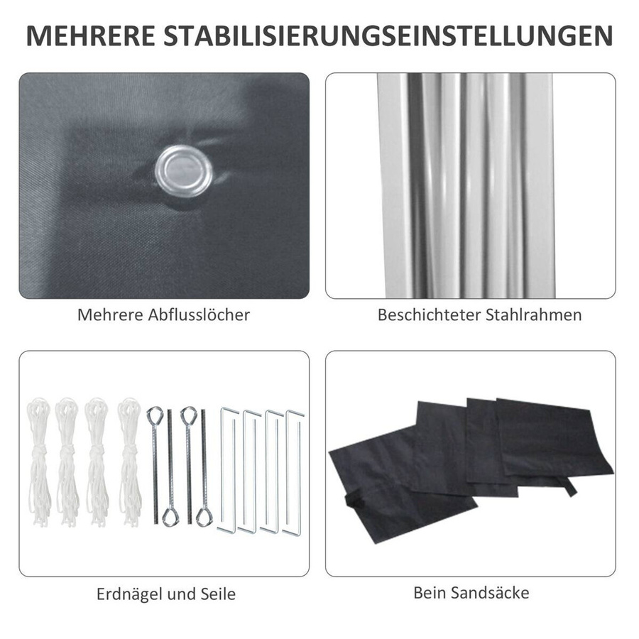 Outsunny Pavillon modern dunkelgrau aus Polypropylen und Stahl B/T/H: 297 x 297 x 274 cm - Bild 3