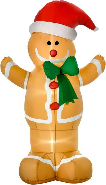 HOMCOM Aufblasbare Weihnachtsdeko aus Polyester, Gelb, B: 70 cm, T: 110 cm, H: 183 cm - Bild 1