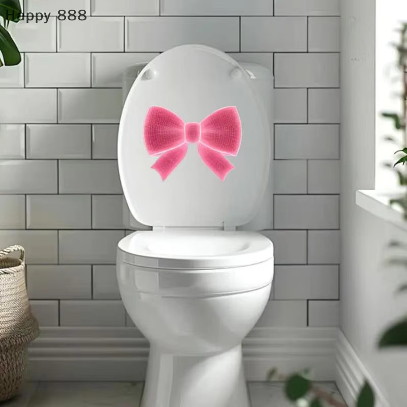 Leuchtende Toilettenaufkleber mit Schleifen-Design in Rosa aus PVC - Bild 2