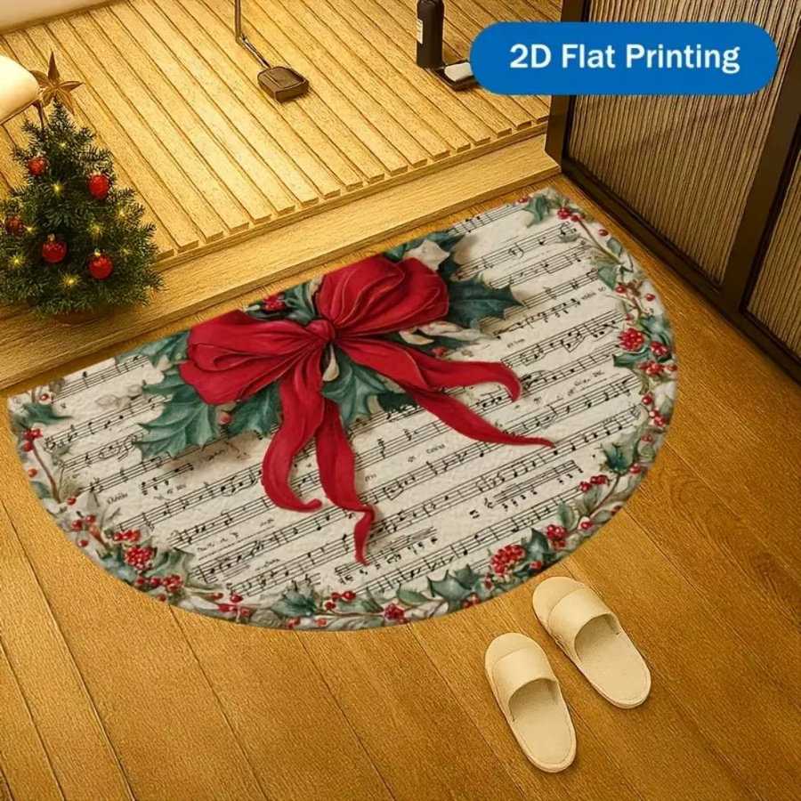 VIKAMA Weihnachten Willkommen Fußmatte halbrunde Druckteppich für Indoor und Outdoor zur Dekoration von Haustür, Veranda und Küche - Bild 2