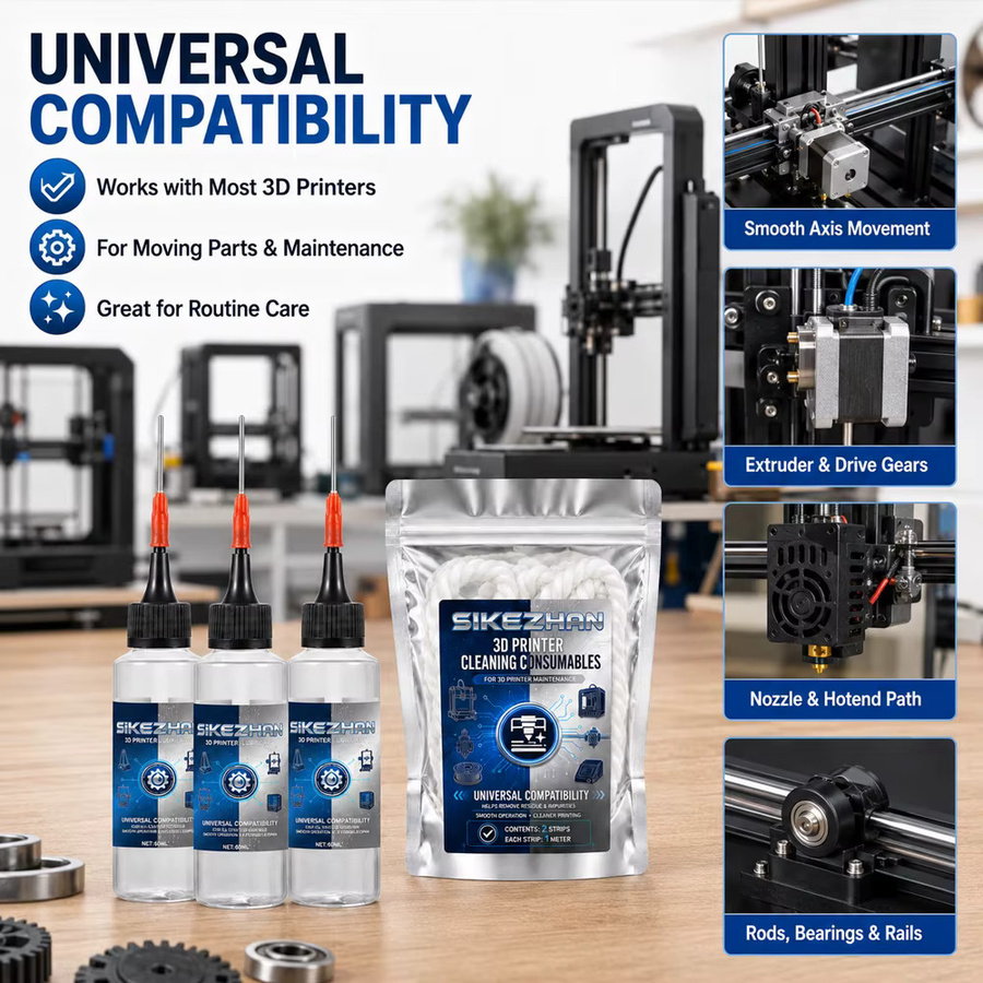 3D-Drucker Wartungsset mit Schmieröl, Präzisionsnadel und Reinigungsstreifen für Extruder und Filamentweg Zubehör - Bild 5