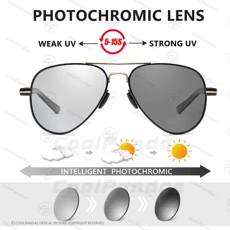 CoolPandas Smartglasses, photochrome Sonnenbrille, Aviator, Vollrand, Herren, schwarz, polarisiert - Bild 2
