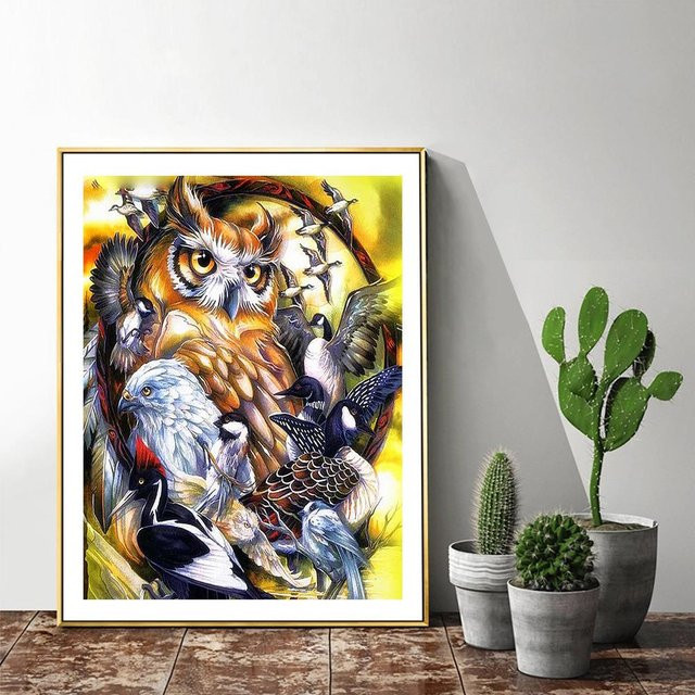 FIYO Diamond Painting Set Tiere Mosaik Kunst mit Strasssteinen in Grau und Multicolour, Breite: 30 cm, Höhe: 20 cm - Bild 1