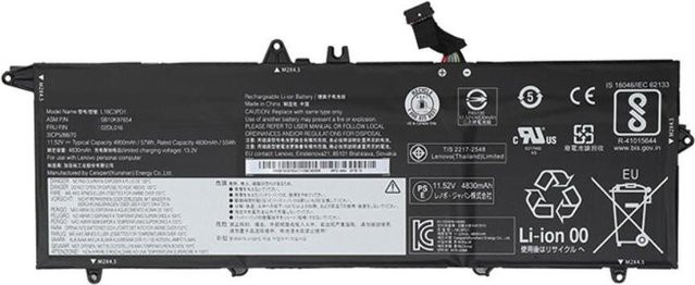 Lenovo Simplo Laptop-Batterie Lithium-Ionen 3 Zellen 4950 mAh 57 Wh Schwarz für ThinkPad T14s Gen 1 20T0 20T1 T490s 20NX 20NY 02DL014 - Bild 1