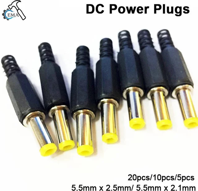 DC-Stromstecker Hohlstecker männlich in Schwarz mit 5,5 mm x 2,5 mm und 5,5 mm x 2,1 mm - Bild 1