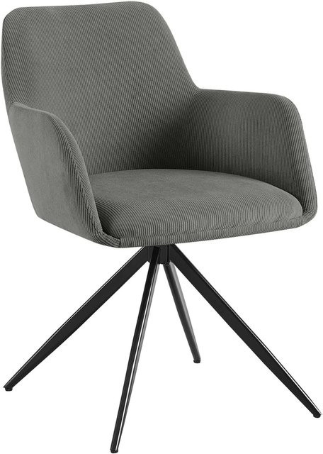 DELUKE Esszimmerstuhl PELON in Grau mit Cord-Bezug, B/T/H: 56 x 62 x 81 cm - Bild 1