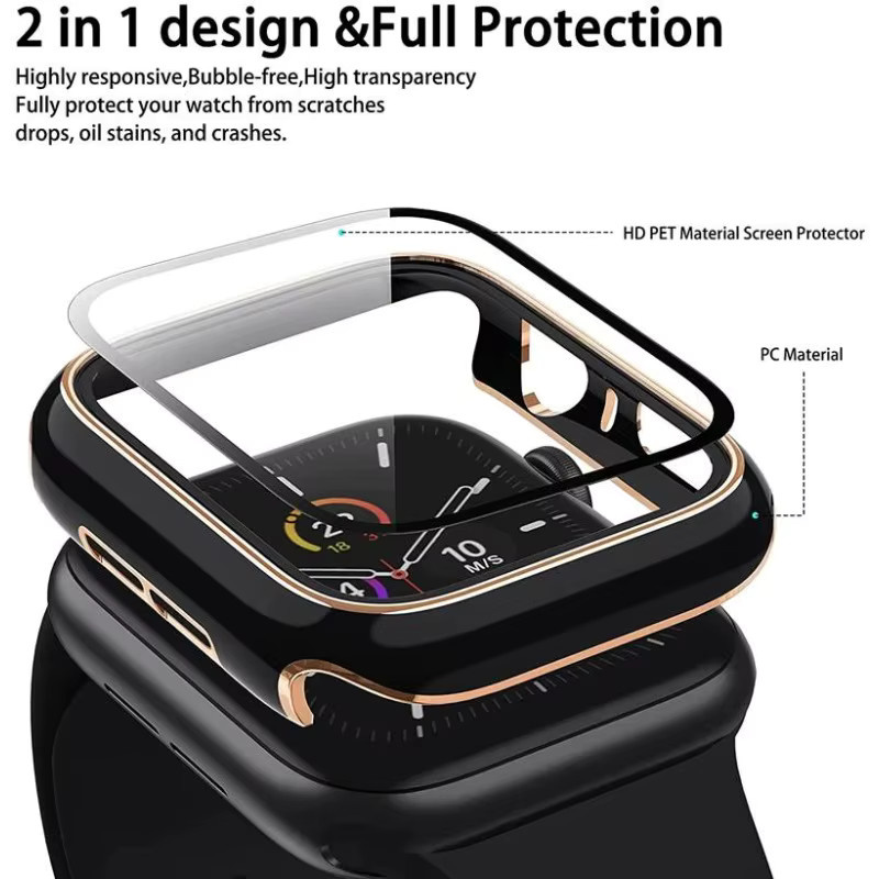 Correa Displayschutzfolie aus Glas mit Abdeckung für Apple Watch Serie 4 5 6 SE 7 8 9 in Weiß - Bild 4