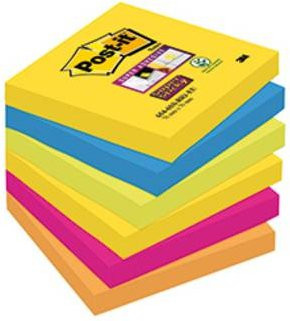 Post-it Super Sticky Notes Carnival Collection Haftnotizen Multicolor, 540 Blatt, B/H: 7,6 x 7,6 cm - Bild 1