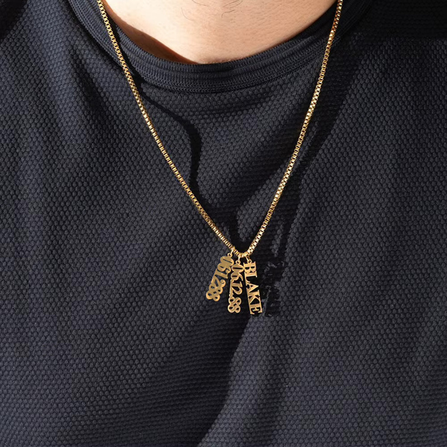 EMANCO Halskette Edelstahl, Gold, Namensanhänger, Unisex - Bild 3