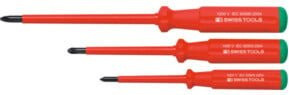 PB Swiss Tools Pozidriv-Schraubendreher-Satz SwissGrip, 3-teilig, rot, vollisoliert - Bild 1