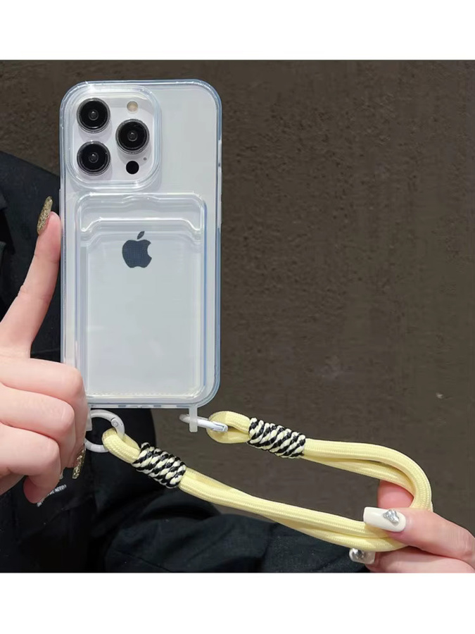 Transparente Stoßstange-Schutzhülle für iPhone 16 Pro Max 14 12 11 Plus XS XR 7 8 mit bunter Lanyard-Seilabdeckung in Multicolour - Bild 4