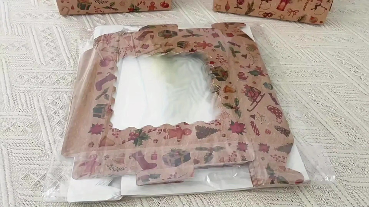 12er Set Kraftpapier Geschenkboxen mit Sichtfenster für Hochzeiten und Weihnachtsgeschenke, Mehrfarbig - Bild 5