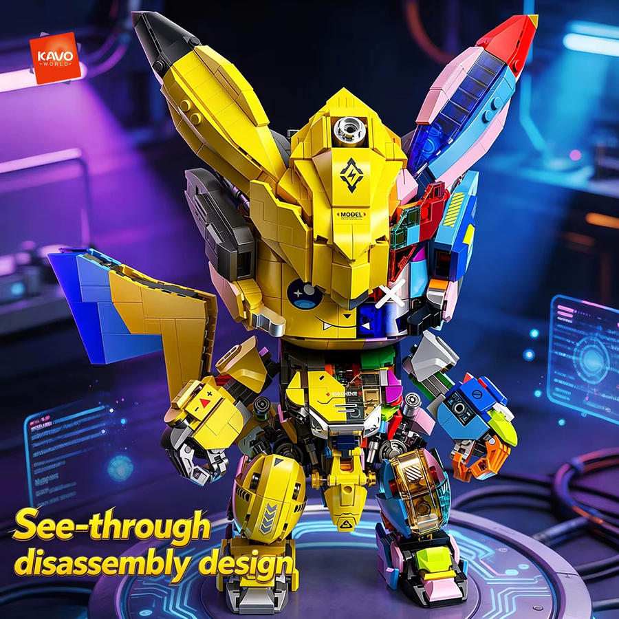 KAVOWORLD DIY Semi-Mecha Anime Baustein-Set mit 1505 Teilen, Leuchtende Bausteine in Multicolor als Schreibtisch-Deko und Sammlerstück - Bild 4