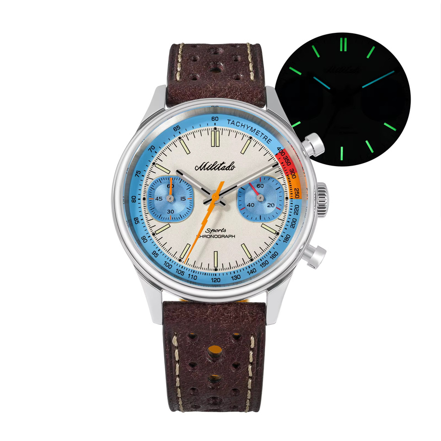 Militado Chronographenuhr, Quarz, Edelstahl, Leder, 40 mm, Herren - Bild 2