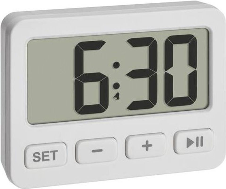 TFA Dostmann Digitalwecker mit Timer und Stoppuhr in Weiß - Bild 1