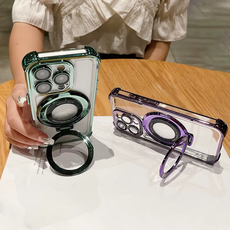 Magnetische MagSafe Handyhülle für Xiaomi Poco X7 X6 X5 X4 GT X3 NFC F3 F4 F5 F6 F7 F8 Pro Ultra, Stoßfest und Galvanisiert, Farben: Pink oder Transparent - Bild 1
