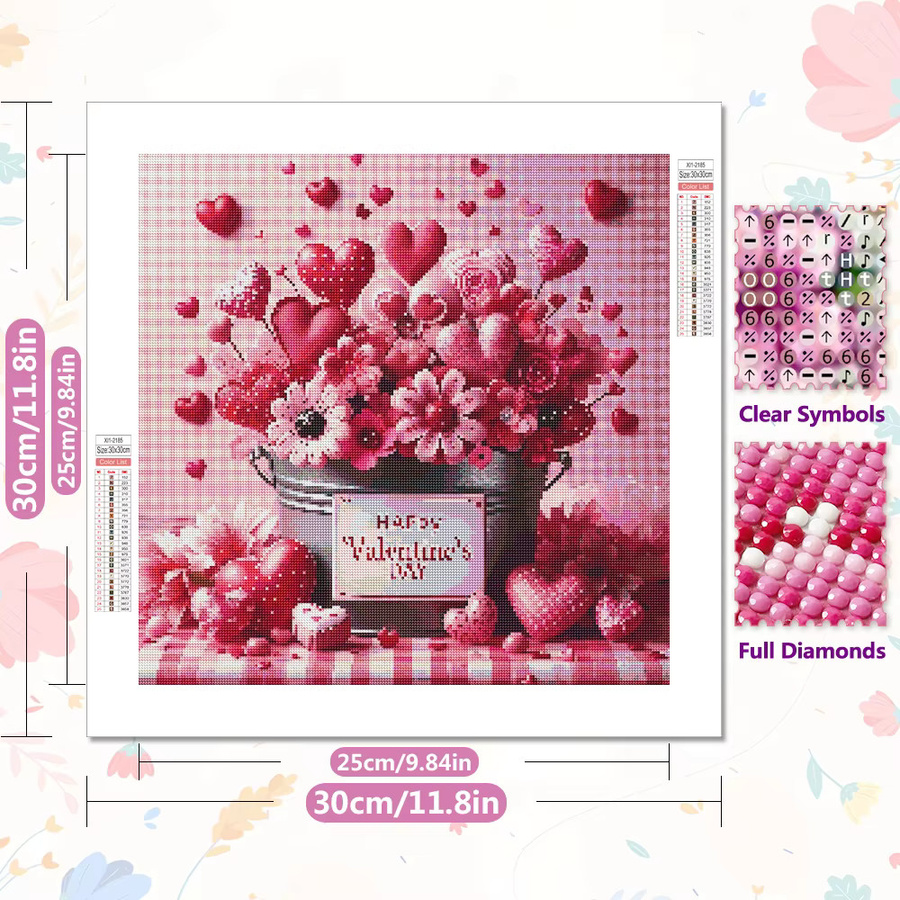 EverShine 5D-Diamantgemälde Herz und Blumen in Pink, DIY Mosaik-Bastelset mit vollen Bohrern - Bild 2