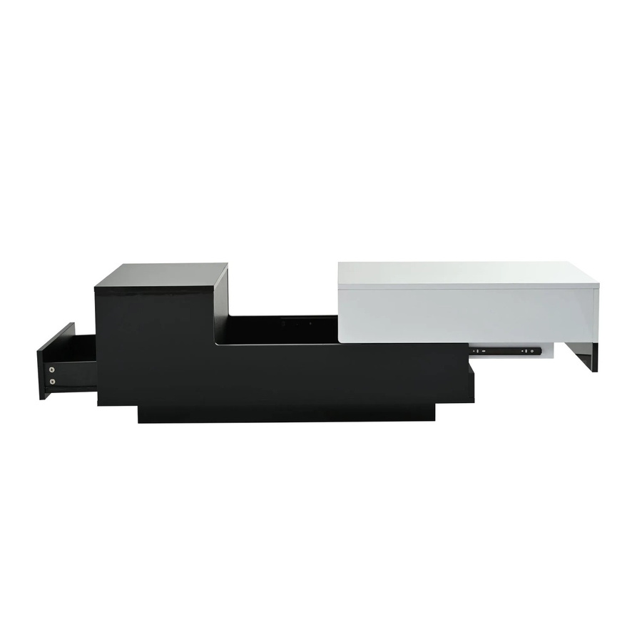 okwish Couchtisch mit Schiebeplatte und Schublade in Schwarz und Weiß, B/T/H: 100 x 50 x 38 cm - Bild 2