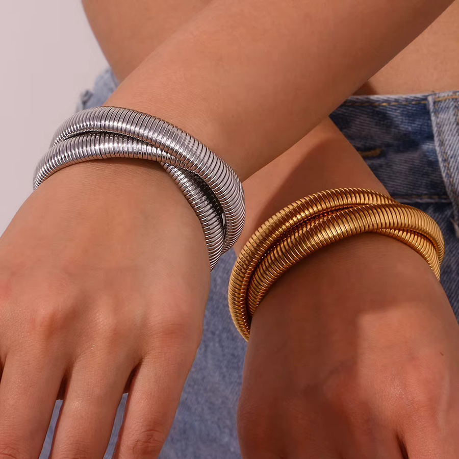 E.B.belle Armband, Edelstahl PVD vergoldet, Silber Farbe gemischt, Damen - Bild 3
