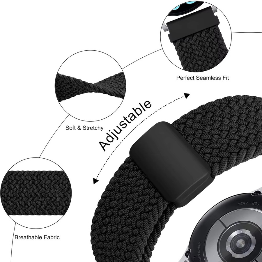 LCAPLE Uhrenarmband, geflochtenes Magnetarmband, Textil/NATO, Schwarz - Bild 2