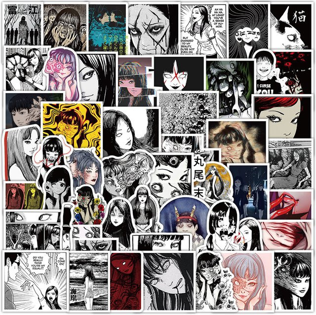60 Stück Tomie Japanische Horror-Geister Aufkleber in Gold und Multicolour für DIY-Tagebücher und Handyhüllen - Bild 1