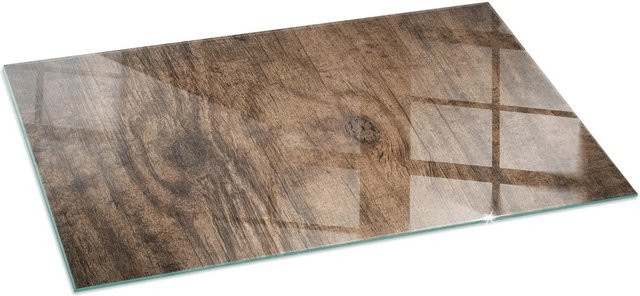 Tulup Glasplatte für Kamin mit natürlichem Holzmuster in Braun, B/T: 140 x 70 cm - Bild 1