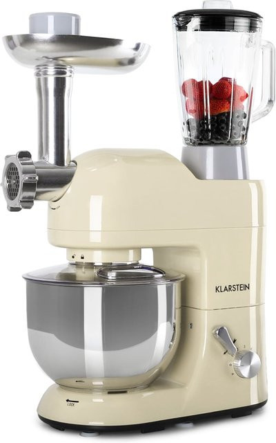Klarstein Lucia Küchenmaschine 3-in-1 mit 1800 W und 5 l Edelstahlbehälter in Creme und Edelstahl - Bild 1