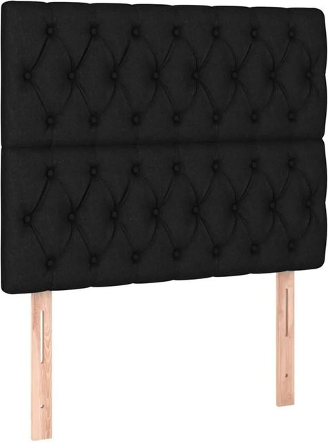 vidaXL Kopfteil Polsterteil in Schwarz aus Stoff und Lärchenmassivholz, Breite: 90 cm, Tiefe: 7 cm, Höhe: 118-128 cm - Bild 1