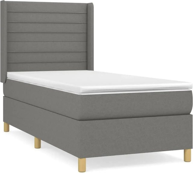 vidaXL Boxspringbett mit Matratze Hybrid-Design in Dunkelgrau, B/T: 90 x 200 cm - Bild 1
