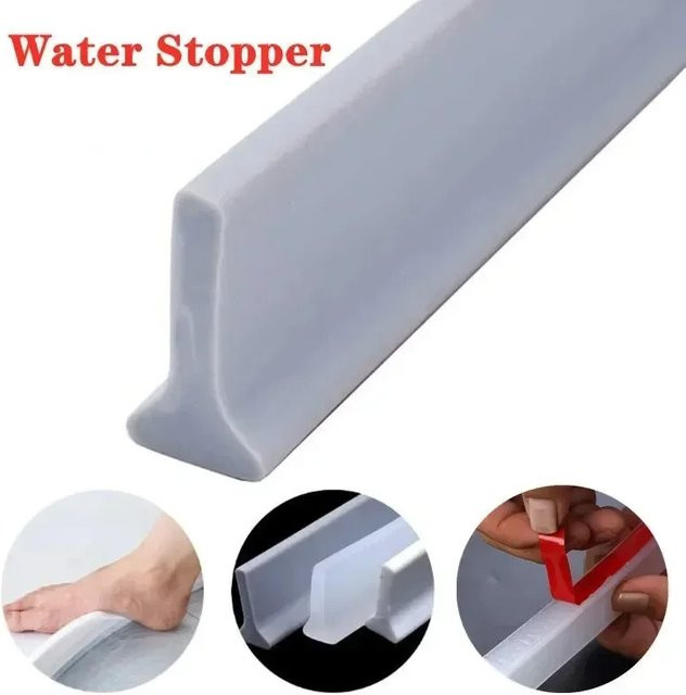 Flexible Silikon Dusche Barriere Wasser Stopper in Grau, Länge: 2 m - Bild 1