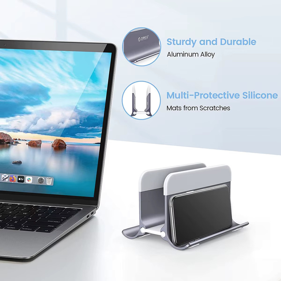 ORICO Vertikaler Laptop-Ständer aus Aluminium mit Schwerkraftverriegelung in Silber für MacBook, Dell und Samsung - Bild 2