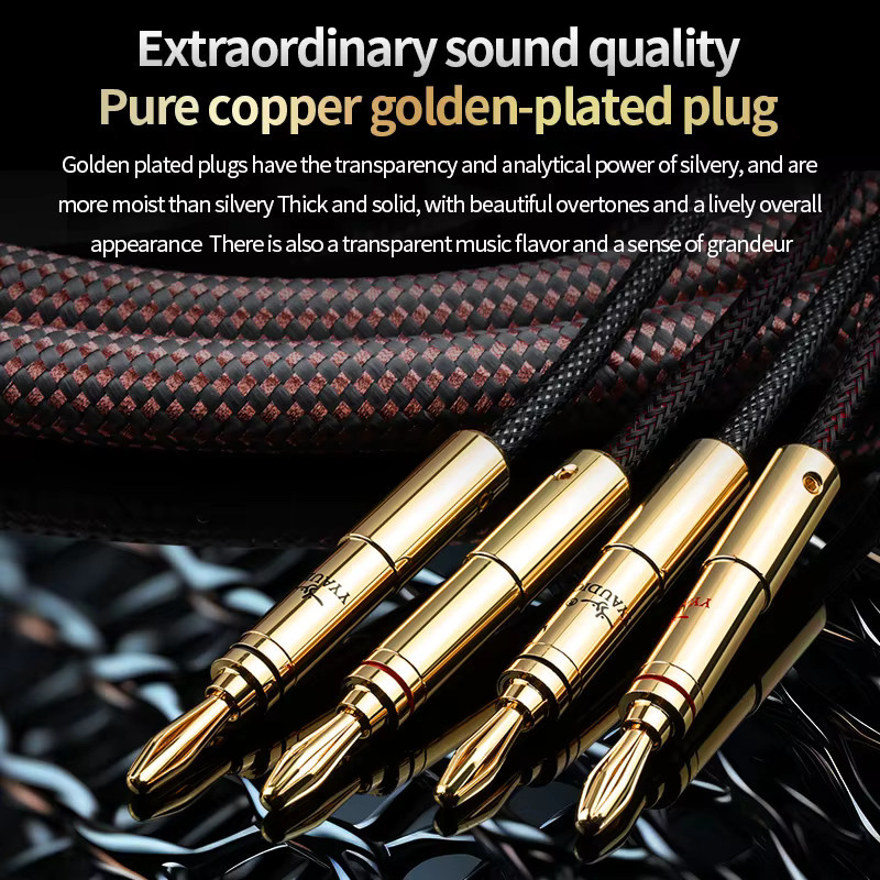 YYAUDIO HIFI-Lautsprecherkabel aus 6N OCC Kupfer mit vergoldeten Bananensteckern, 12AWG für Verstärker, DVD und CD - Bild 3
