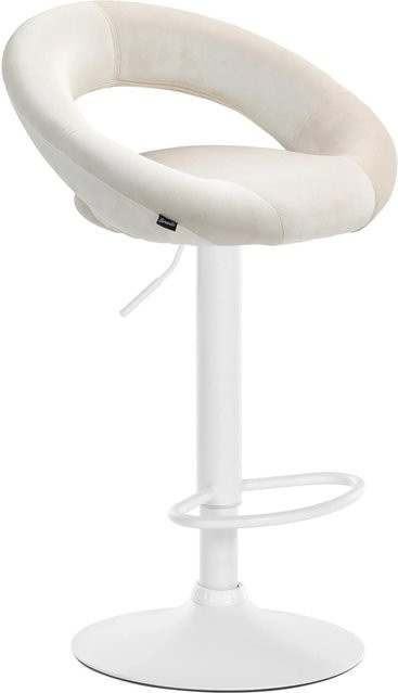 DELUKE Barhocker MEKIM in Creme Weiß, höhenverstellbarer Barstuhl aus Samt mit Lehne und Drehsitz, B/T/H: 53 x 47 x 80 cm - Bild 1