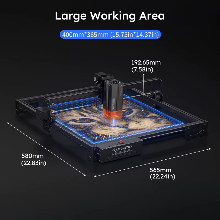 Atomstack A20 Pro V2 Tragbarer Laser-Gravierer mit Bluetooth für Holz, Leder, Kunststoff und Papier in Schwarz - Bild 3