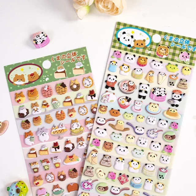 House of Novelty 3D Puffy Sticker Set mit niedlichen Bären und Desserts in Multicolour für dein Tagebuch und Schreibwaren - Bild 1