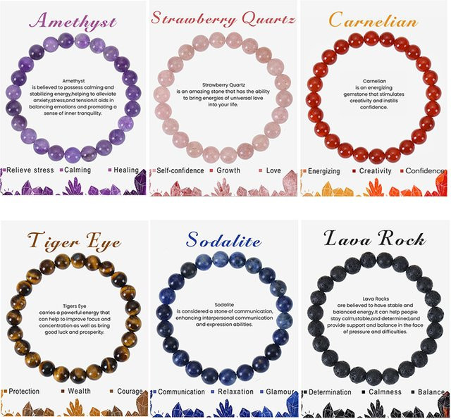 Armband Naturstein Perlen, Apatit, Amethyst, Karneol, Tigerauge, Unisex - Bild 1