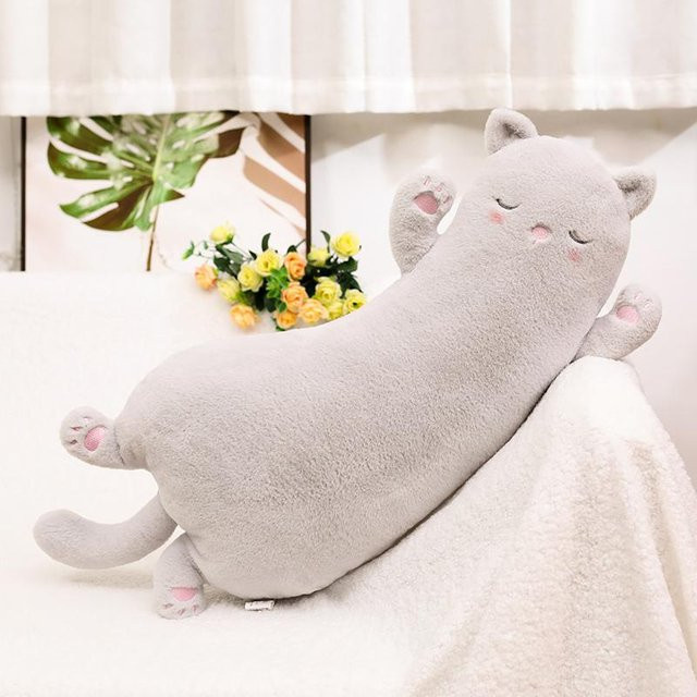 Yiran toy Schläfrige Katze Plüschtier, Kissen, 65cm, Grau - Bild 1
