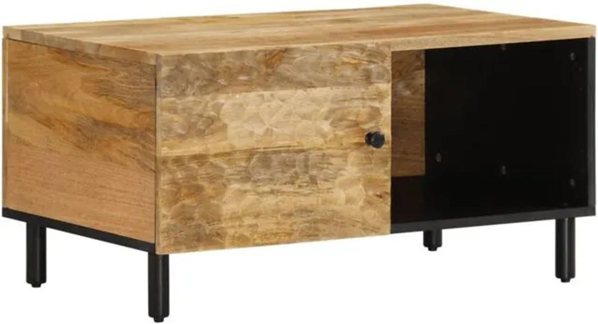 Vidaxl Couchtisch aus Massivholz Mango in Braun im Industrial Design, B/T/H: 80 x 50 x 40 cm - Bild 1
