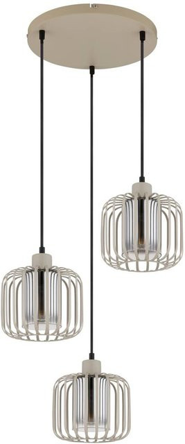 Globo Lighting Pendelleuchte modern aus Metall und Glas in Beige und Transparent, Höhe: 120 cm, Durchmesser: 44 cm, 3 E27 Fassungen - Bild 1