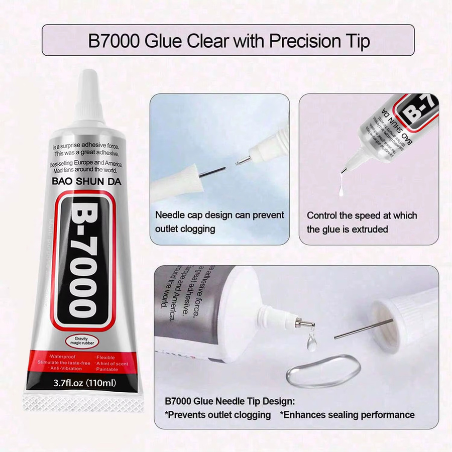 B-7000 Kleber Transparent Halbflüssiger Hochviskositätskleber für Bastelarbeiten, Schmuck, Perlen, Kleidung und Schuhe - Bild 3