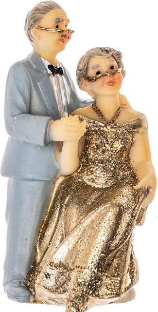 idee. Creativmarkt Goldpaar Tischdeko aus Polyresin in Gold für die Goldene Hochzeit, Höhe: 7,6 cm - Bild 1