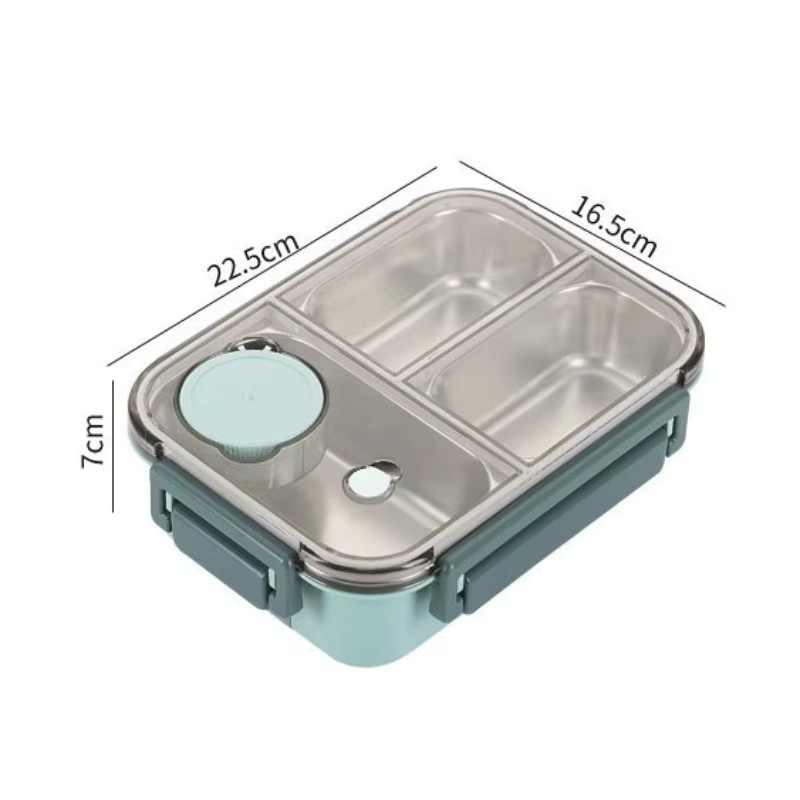 JUSTINLAU Bento-Box aus Edelstahl und PP mit 850ml, blau, mikrowellengeeignet mit Fächern und Snap-Lid - Bild 4
