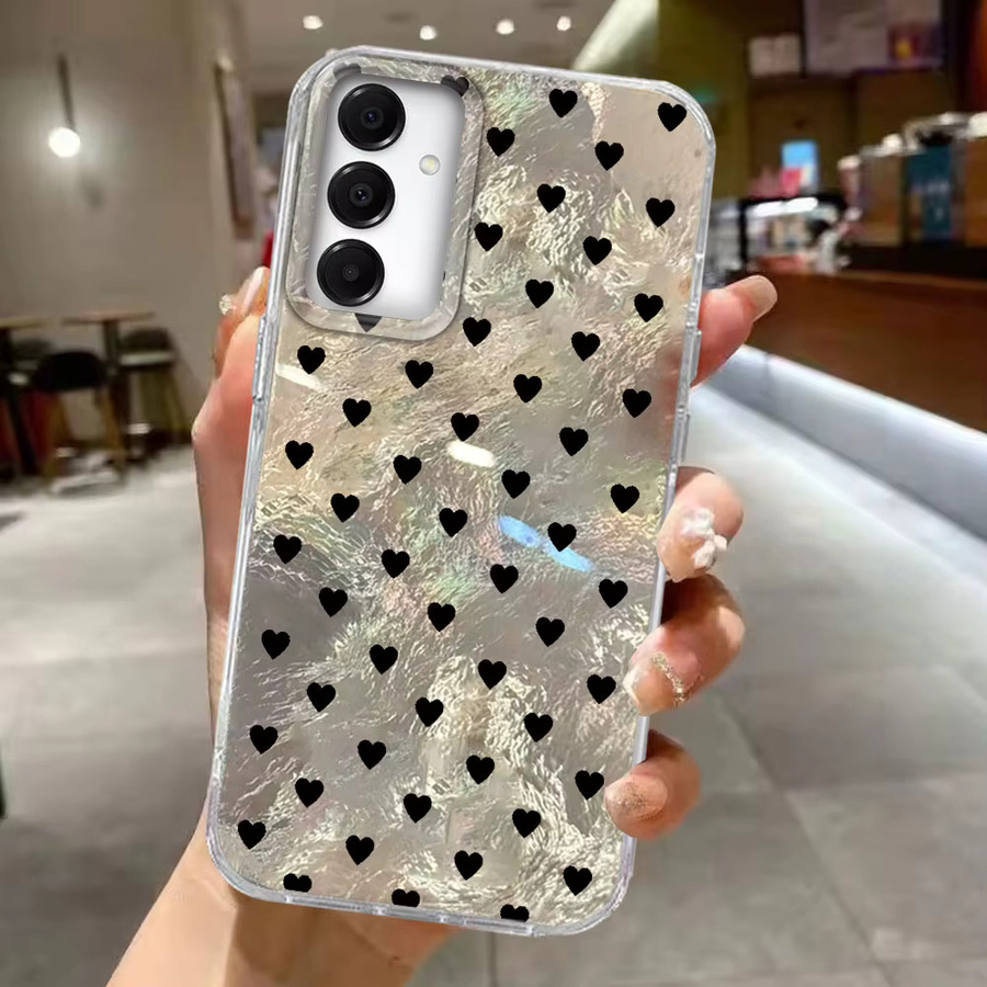 FunYudas Handyhülle mit schwarzem Herz-Design für Samsung Galaxy A-Serie Soft Cover in Schwarz und Transparent - Bild 2