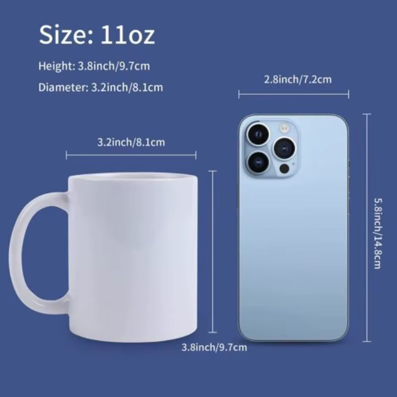 HTVRONT Sublimationsbecher aus Keramik, weiße Blanko Kaffeetassen für Kaffee und Tee, 11oz - Bild 2