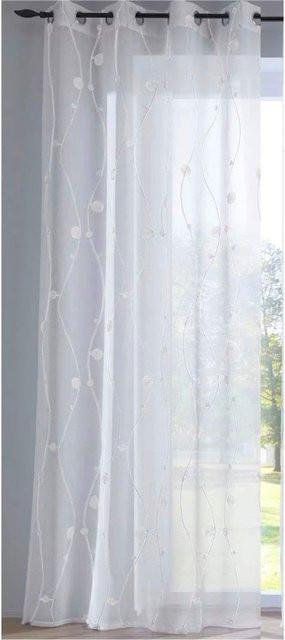 Dekostore Heine Home Transparent mit floralem Muster aus 100% Polyester in Weiß - Bild 1