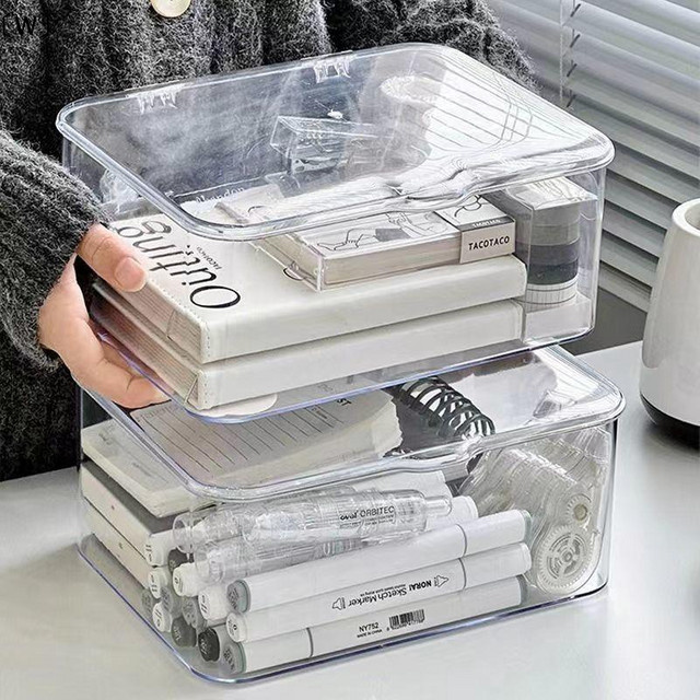 Transparente Kunststoff-Aufbewahrungsbox als vielseitiger Desktop-Organizer für Zuhause, Büro, Make-up und Schmuck - Bild 1